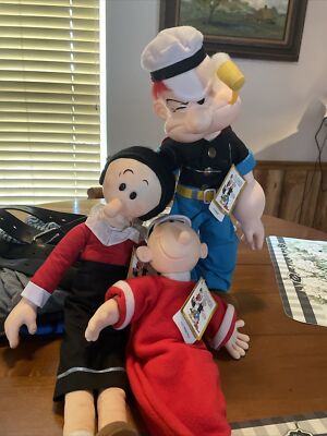 Vintage 1985 Popeye, Olive Only, Sweet Pea w/tags New. Popeye Comes With Stand