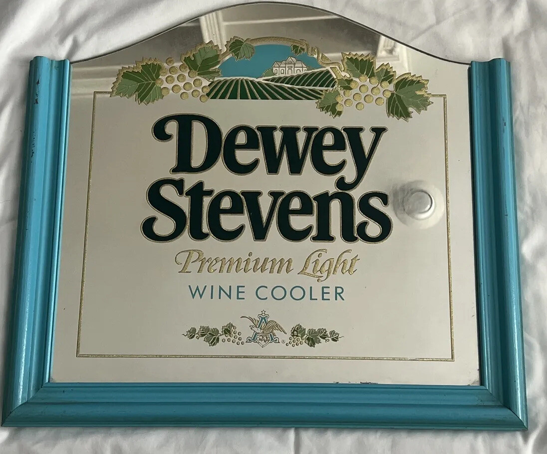 16.5x15 Dewey Stevens Premium Light Wine Cooler Framed Beer Mirror Sign