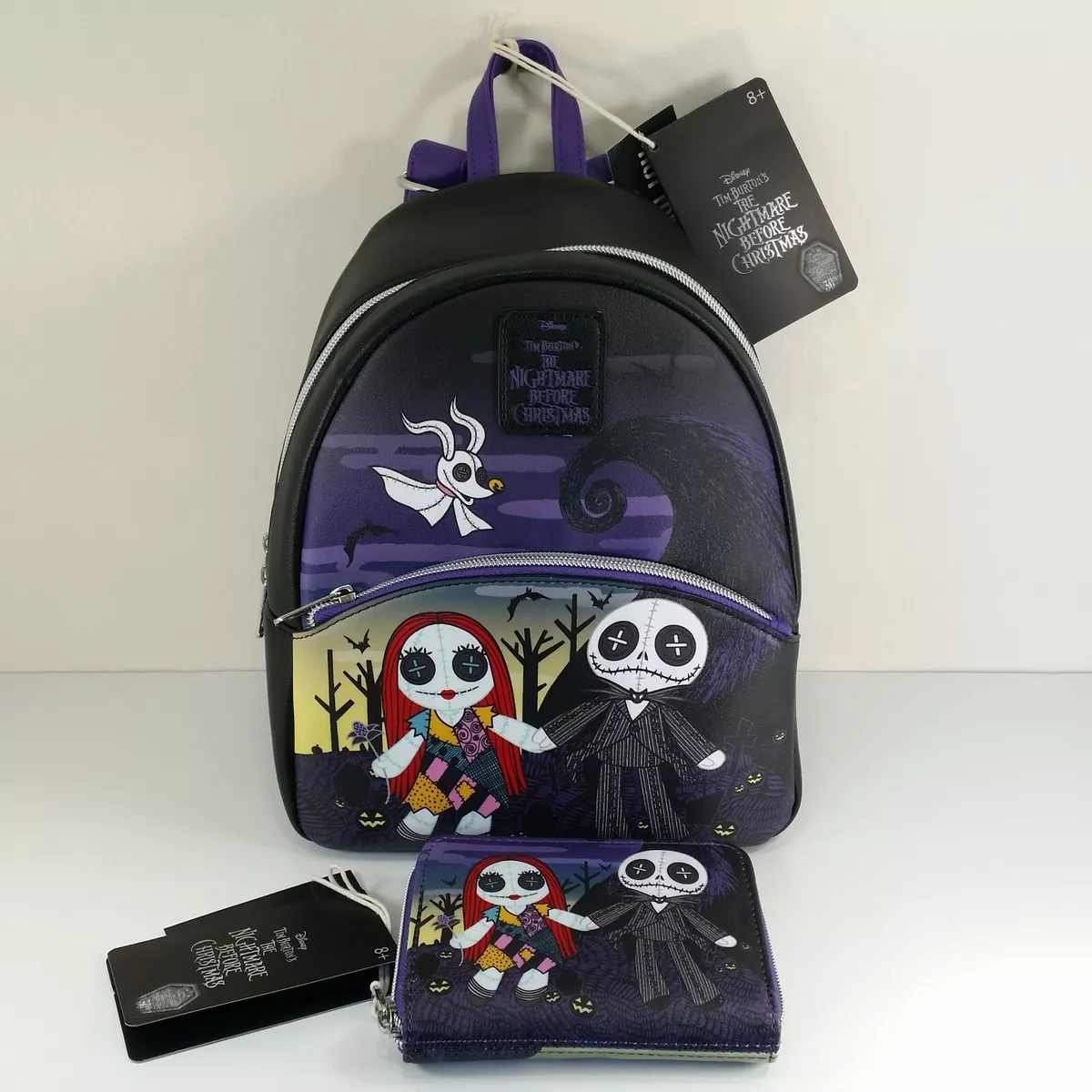 Loungefly Nightmare Before Christmas Jack Sally Doll Mini Backpack Wallet Set