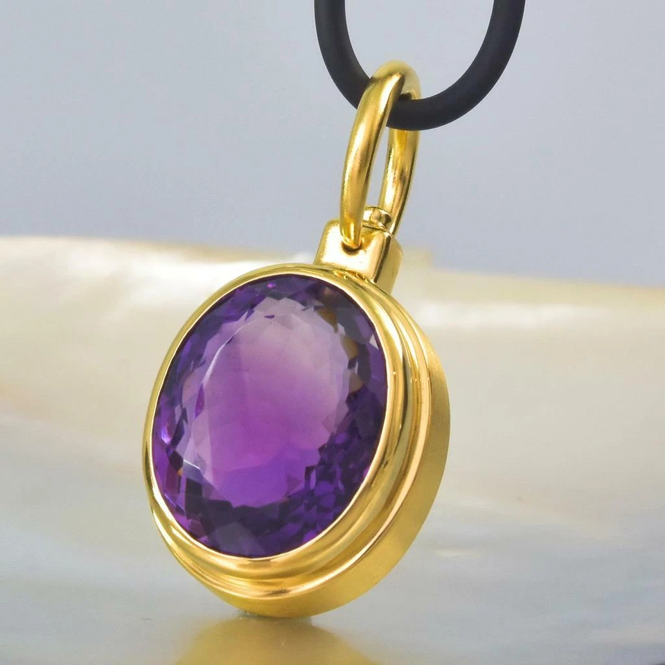Amethyst Diamant & 18K Gold Vermeil Über Sterling Silber Anhänger 11.22 G - Bild 2 von 4