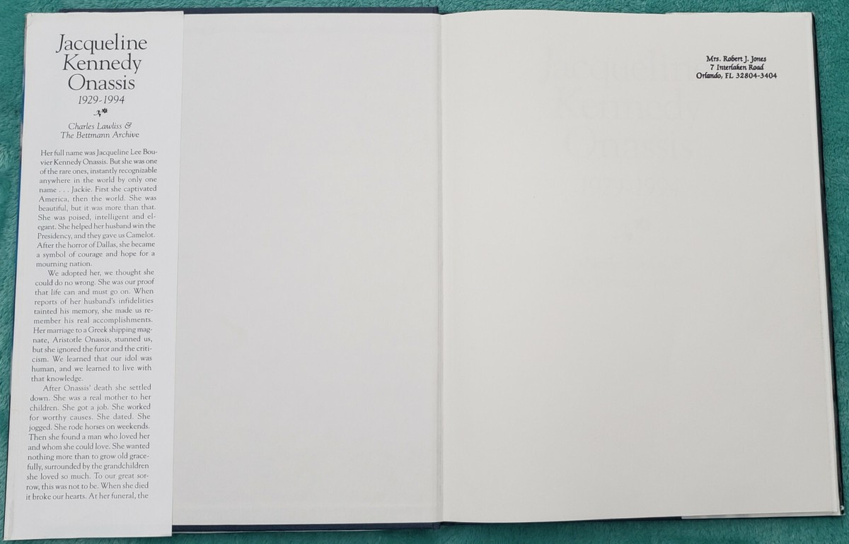 Jacqueline Kennedy Onassis A Portrait In Words & Pictures 1994