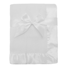 TL Care Fleece Blanket with Silk-Like Satin Trim, Soft, Warm  2" White