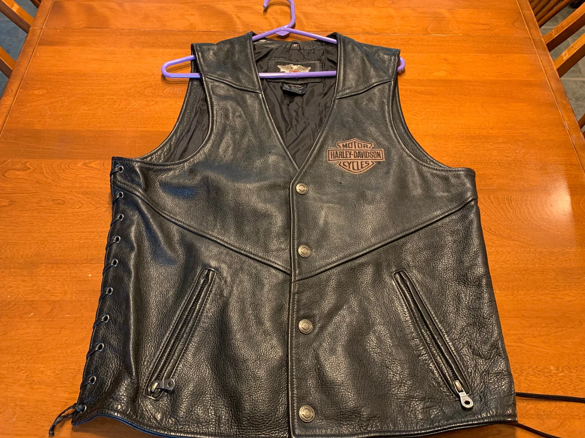 Harley davidson deals leather vest ebay