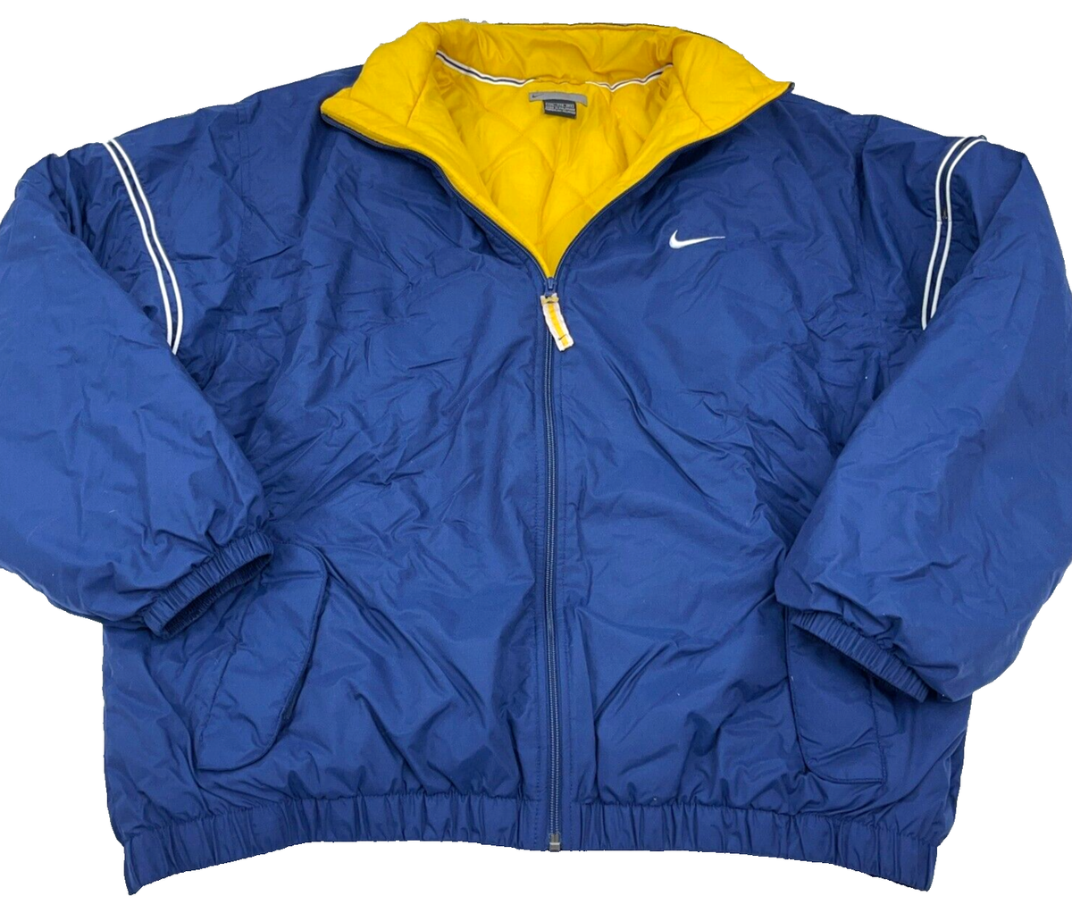 Vintage Nike Jacket Men XXL 2XL Blue Yellow Puffer Winter Coat