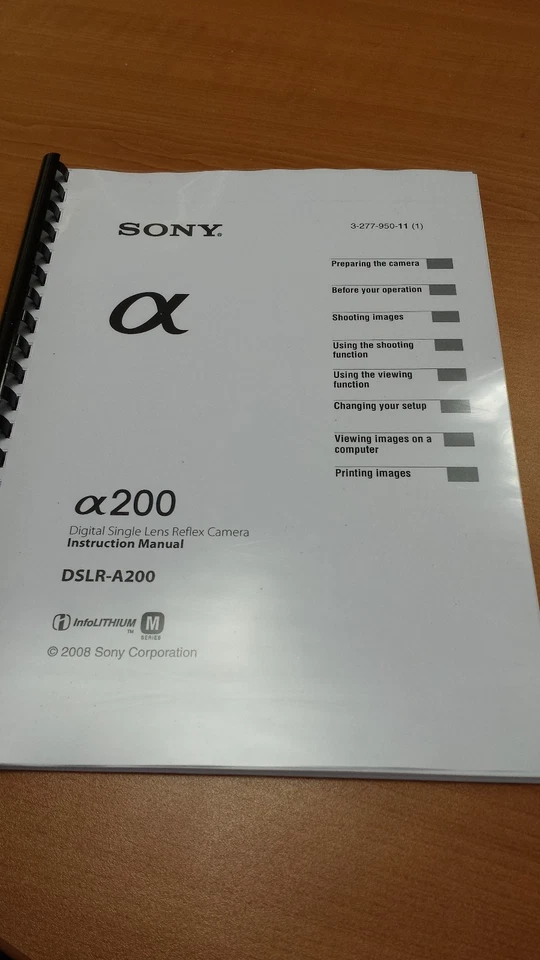 FOTOCAMERA REFLEX SONY SLR A200 COMPLETAMENTE STAMPATA MANUALE ISTRUZIONI GUIDA UTENTE 159 PAGINE