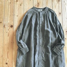 Ichi Antiquites Linen Hand-Dyed Dress Color Black Free Size From Japan