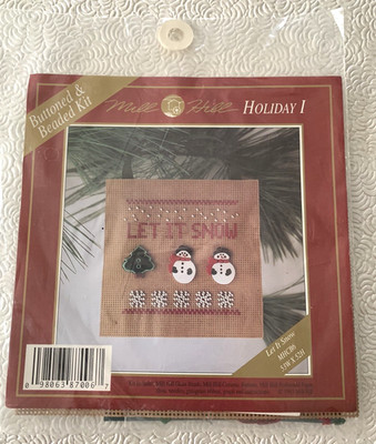 Mill Hill Buttoned & Beaded Kit LET IT SNOW Holiday 1 Snowmen Vintage New