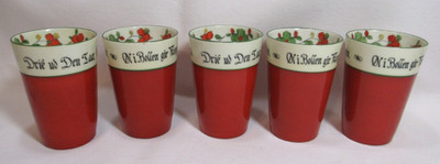 Porsgrund Norge Old Norway WEDDING PROCESSION Five (5) Toasting Cups GC