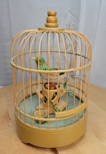 VTG Decorative Bamboo Bird Cage Singing Bird No Movement Music Works AS IS!
