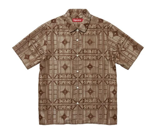 Chemise Supreme Tray Jacquard S/S Marron Tan Taille S SS24 Livraison rapide et gratuite ?