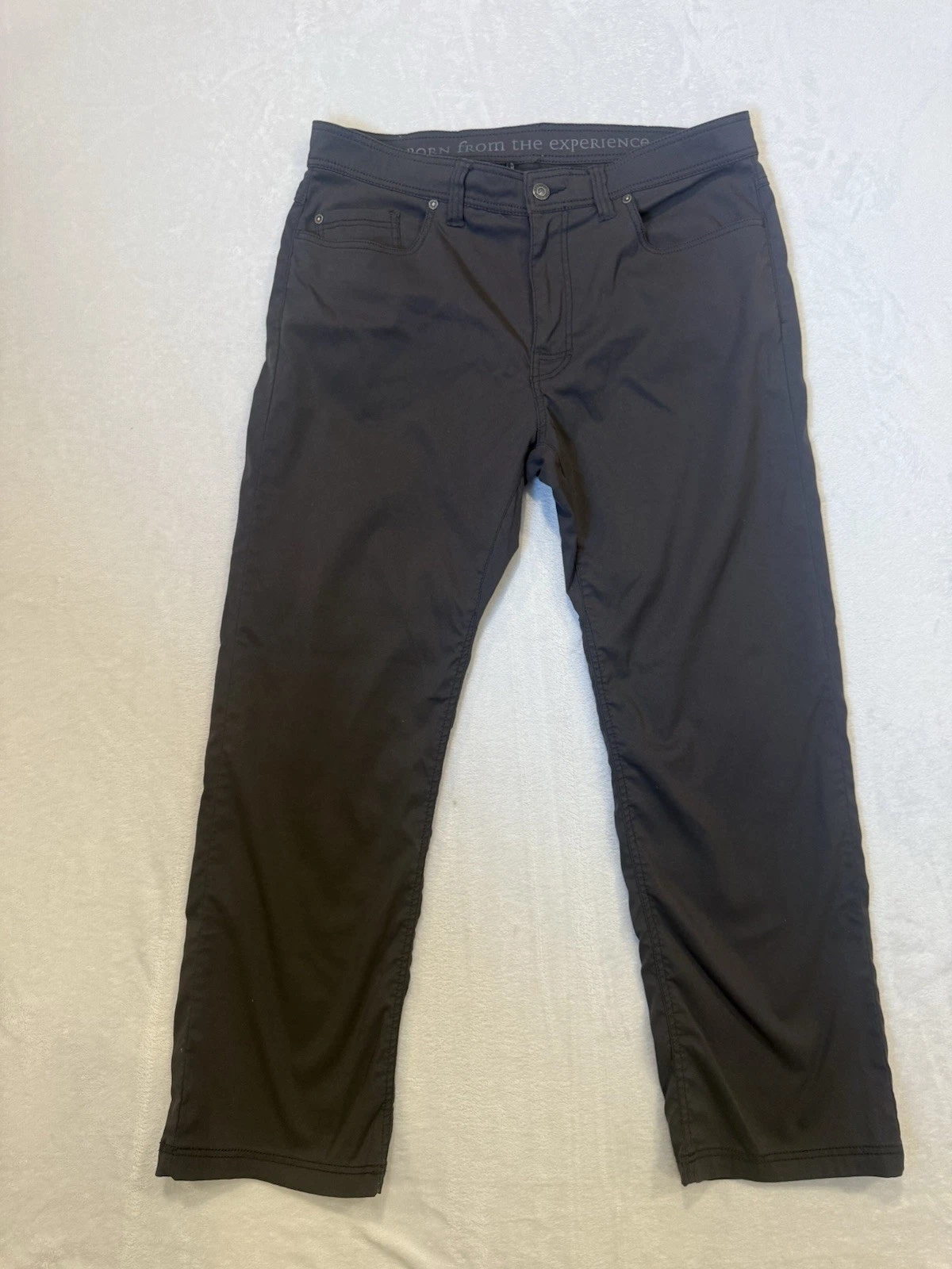 prAna Brion Hiking Pants Mens 36x29 Slim Fit Straight Leg Gray Stretch Nylon