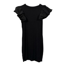 Express Black Knee-length Dress with Flutter Cap Sleeves