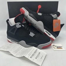 Nike Air Jordan 4 Retro OG Bred 308497-060 Black Red Size 9 Cement Thunder IV