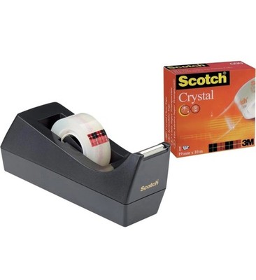 SCOTCH 3M Klebebandabroller C38 plus Rolle 19mm x 10m Tischabroller C38 schwarz