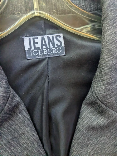 Iceberg jeans charcoal long jacket wool Italy 46 women's XL Y2K 90s lagenlook image 2