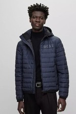 BOSS Water Repellent Padded Jacket With Tonal Logo Navy - UK 50