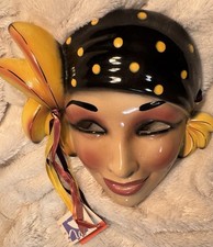 Vintage NWT About Face Clay Art Mask Banana Pirate Lady 1990 Funky Fun Art Deco