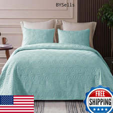 Whale Flotilla Twin XL Quilt Bedding Set Aqua Blue 2pc All Seasons Soft