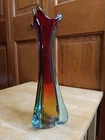 Vintage Uniquely Colored Murano Sommerso Swung Glass Vase