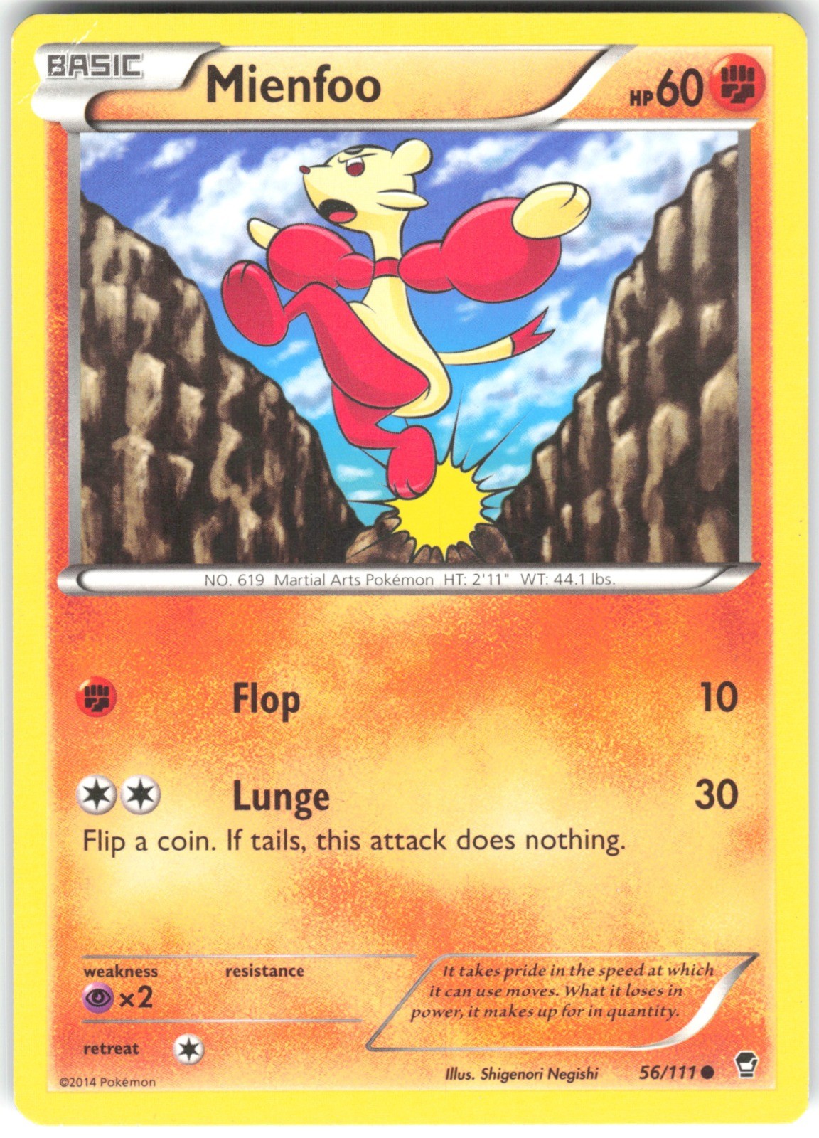 Mienfoo 56/111 XY - Furious Fists Pokemon Card TCG HP Fighting