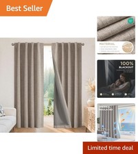 Joydeco Blackout Curtains 84 Inch 2 Panels Linen Look Bedroom Drapes