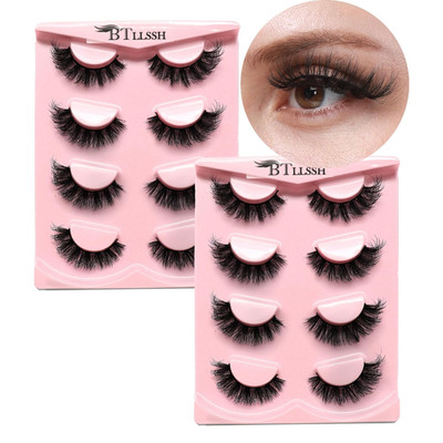 8Pairs Wispy Mink Lashes Fluffy Eye Lashes Natural Look 5D Volume Fake Eyelashes