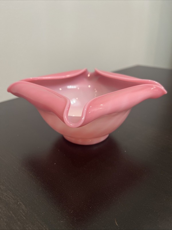 Pink Swirl Fenton Art Vintage Glass Fairy Lamp Base Swirl