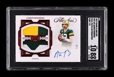 2022 FLAWLESS DUAL PATCH AUTO RUBY #DPA-AR AARON RODGERS #/8 POP 1 SGC 8 AUTO 10