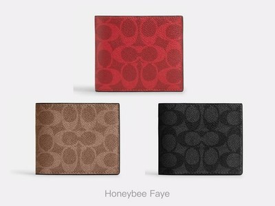 NWT Coach MEN'S Id Billfold Wallet In Signature Canvas CY394