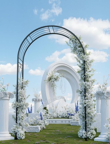 8ft Heavy Duty Metal Garden Arbors W/ Trellis for Climbing Flowers Vines Outdoor - Picture 1 of 4