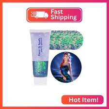 MEICOLY Chameleon Green Face Body Glitter,Holographic Self-Adhesive Face Glitter