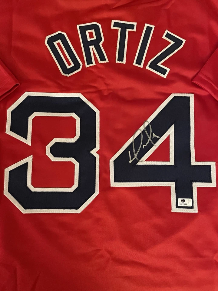 Camiseta deportiva roja personalizada firmada por David Ortiz Big Papi MLB HOF Boston Red Sox certificado de autenticidad Foto 3 de 4