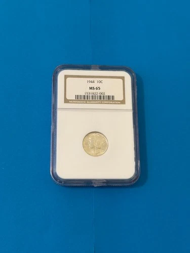 1944 MERCURY DIME NGC MS65 90% SILVER