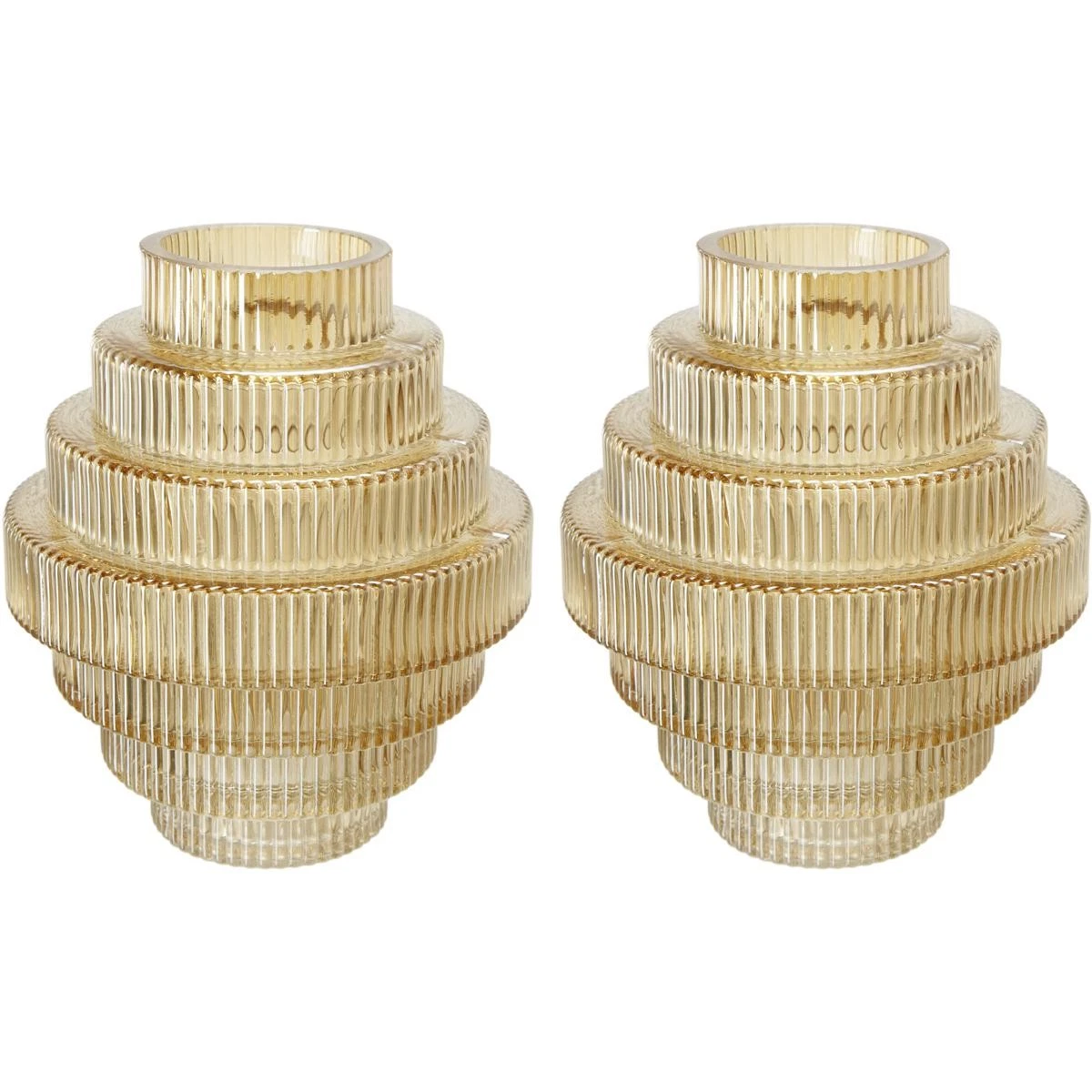 A&B Home 70475-LUAM-DS-SA Ribbed Geometric 6.7 X 5.9 inch Vase in Amber