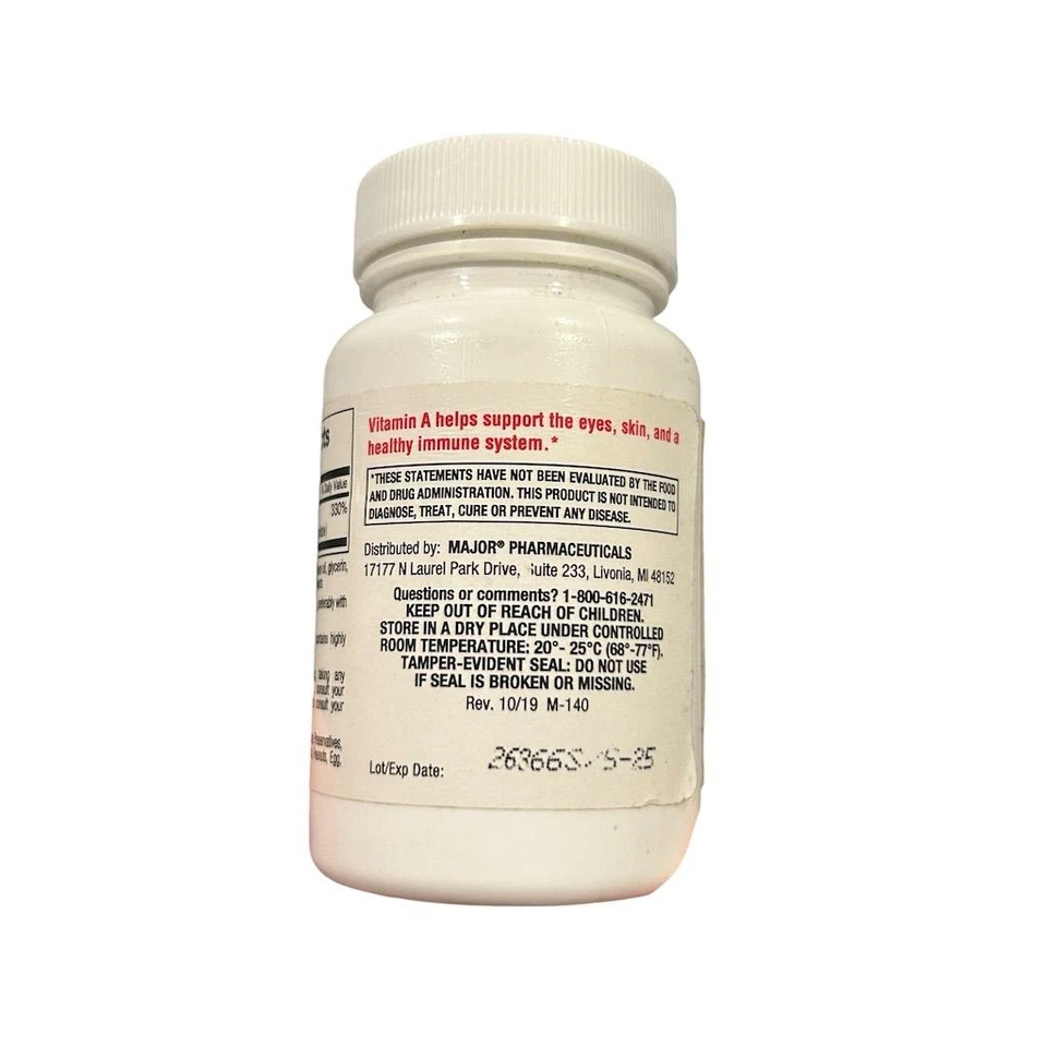 Major Vitamin A 3000 MCG 100 Softgels Eye Health Immune Support NEW - Image 3 of 4