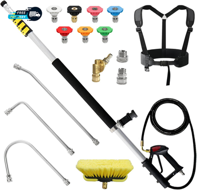 #ad 24 FT Aluminum Telescoping Pressure Washer Wand with 2 Pressure Washer $159.30