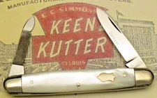 Antique KEEN KUTTER EC Simmons Senator Penknife Genuine Pearl Handles Etched