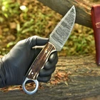 9" Damascus Steel Blade Custom Antler Handle Handmade Hunting Knife with Sheath