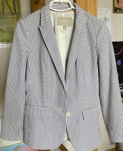 Women Banana Republic Blazer Blue Cotton 34