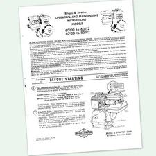 Briggs And Stratton 2Hp Engine 60100 To 60152 Operators Manual Operating Points
