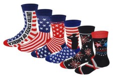 6 Pairs Men American Independence Day 4th of July Dress Socks