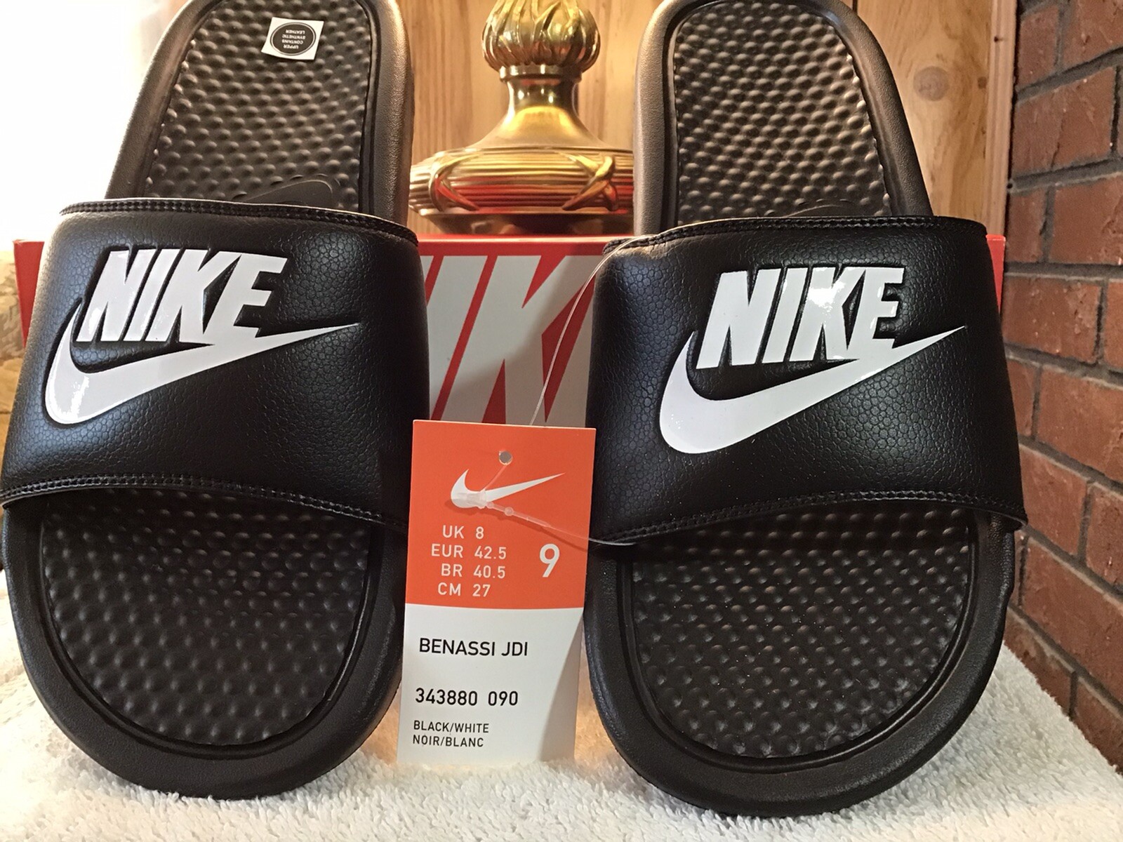 nike benassi black rose gold