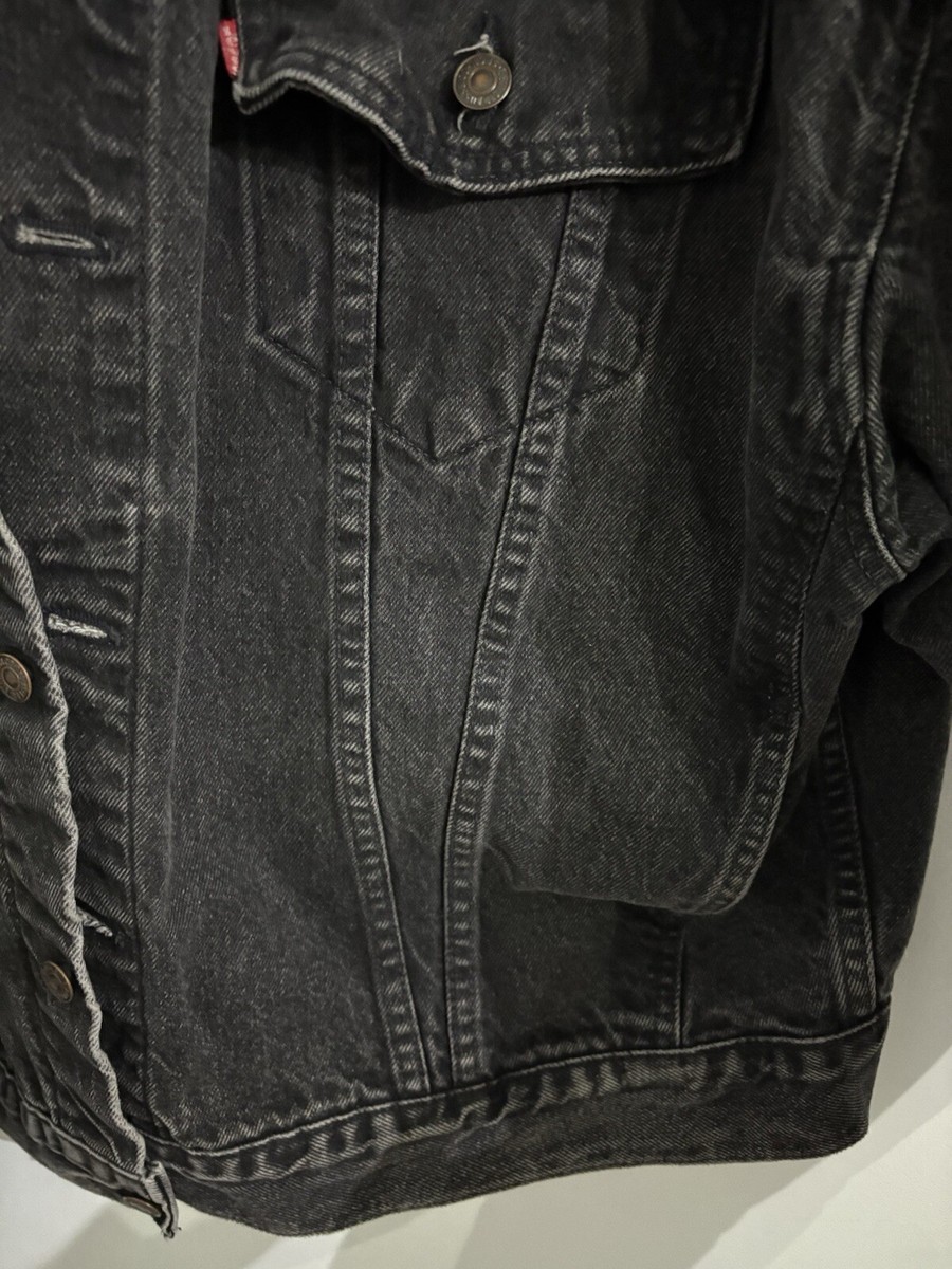 Vintage Levi's Faded Black Denim Trucker Jacket XXL Mens