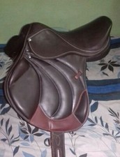 Sella per cavalli in pelle marrone a contatto stretto 15" pollici/tutte le di...