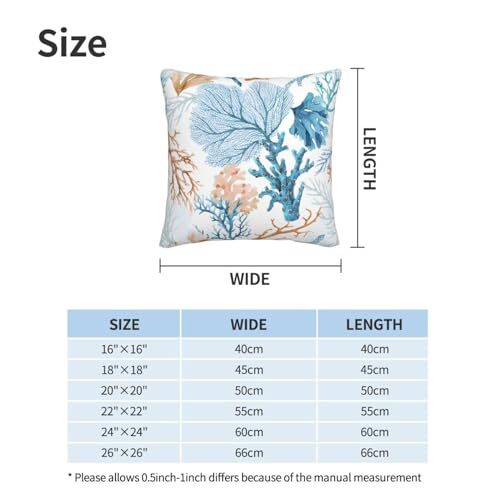 Nautical Coastal Blue Throw Pillow Covers 18x18 Set of 2 Beach Themed Ocean - Picture 3 of 7