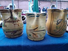 Lotto Tre Antiche Brocche In Maiolica Policroma Ottocentesche