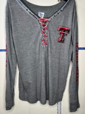 Pressbox  Texas Tech Graphic long sleeve T-Shirt, thumb hole gray size Medium