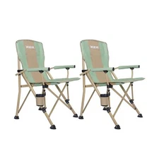 XGEAR 2pcs Camping Chair with Padded Hard Armrest, Sturdy Folding Camp Chair ...