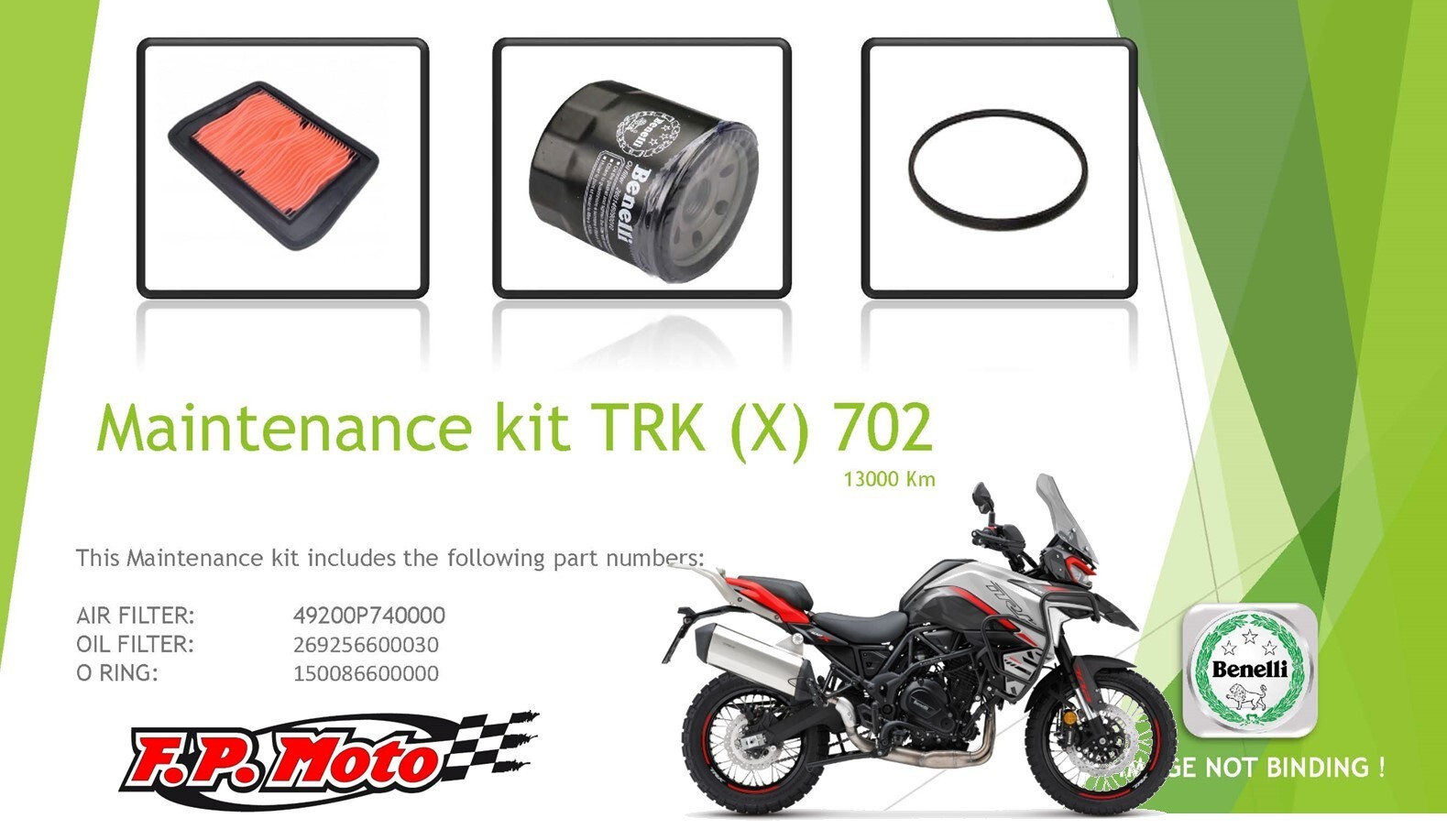 Kit entretien Benelli TRK 702 voyagez serein avec la revision des 13000Km