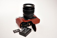 Genuine Real Leather Half Camera Case Bag for FUJIFILM XT20 XT10 Open